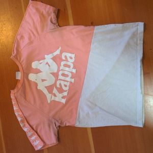 Kappa logo pink/salmon color block large t shirt